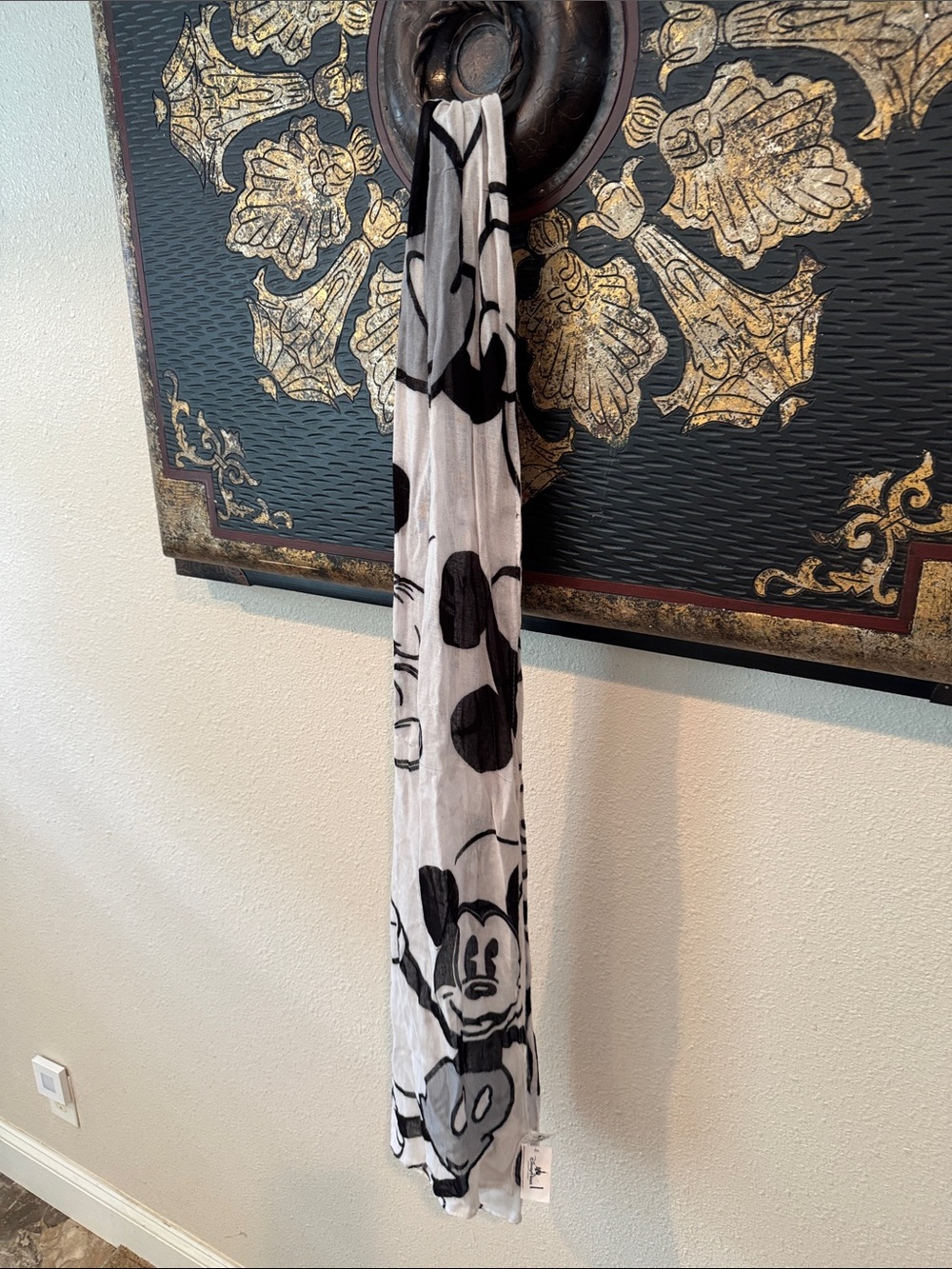 Disney Black and White Mickey Mouse Print Scarf